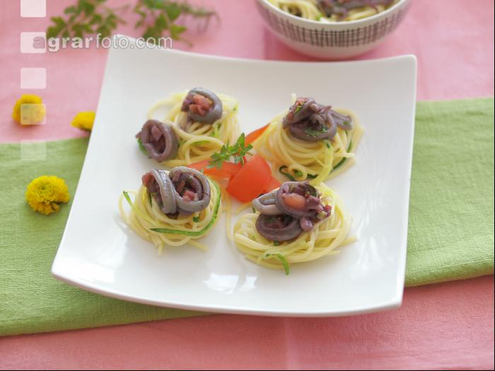Spaghetti mit Tintenfisch 1